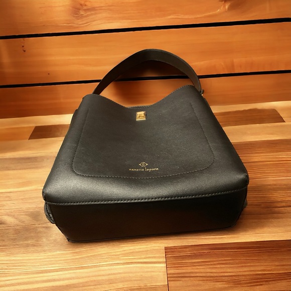 Nanette Lepore Stylish Double Compartment Gold Hardware Hard Poly Bag! - Picture 12 of 13